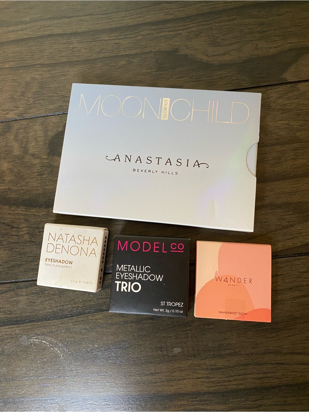 Anastasia Beverly Hills moon child, Natasha Denona, Model Co, Wander eyeshadow